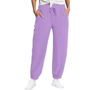 Pantalon Jogging pour Femme Taille Haute Survêtement Poches Et Cordon Elastique Décontracté Track Pantalon Uni-Couleur avec Bas Cintré Lâche Comfy Pants Amincissant Running Travail Plage