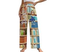 Pantalon Juste Une Fille Qui Aime Les Livres Pantalon de Pyjama Amoureux des Livres pour Femmes Fille Amoureuse de la Lecture Vêtements Nuit(Light Blue,L)