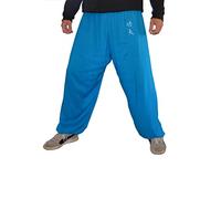 Pantalon Kung Fu Style Tai Chi et Wing Chun Pantalon Homme Femme Ample et Agréable en Viscose (KF Bleu, Taille XL)