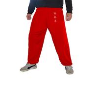 Pantalon Kung Fu Style Tai Chi et Wing Chun Pantalon Homme Femme Ample et Agréable en Viscose (WC Rouge, Taille XXL)