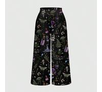 Pantalon large à imprimé gothique de pierres précieuses, soleil, lune, étoile et feuille pour femmes grandes tailles 0XL,1XL,2XL,3XL,4XL,5XLTissu tissé
