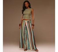 Pantalon large à taille basse rayé, printemps été, vacances, plage, élégant, festival Ibiza, vacances, tajine L,M,S,XL,XSRayéTissu tissé