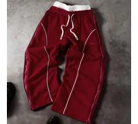 Pantalon large de style de rue jeune avec double fermeture éclair à la taille et panneaux latéraux, streetwear, ample, graphique, assorti, amis, j'aime mon petit ami, style de rue, couples, double cei
