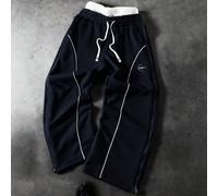 Pantalon large de style de rue jeune avec double fermeture éclair à la taille et panneaux latéraux, streetwear, ample, graphique, assorti, amis, j'aime mon petit ami, style de rue, couples, double tai