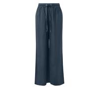 Pantalon large en lin mélangé à taille élastique femme QS Bleu 36