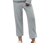 Pantalon large en peluche pour femme grande taille - Pantalon de pyjama chaud pour femme - Pantalon décontracté - Pantalon de jogging ample thermique - Leggings épais pour femme - Pantalon en coton