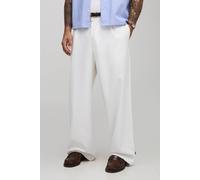 Pantalon large en twill à broderie homme - blanc - 30, blanc