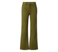 Pantalon large en velours côtelé à taille haute femme QS Vert 38