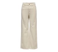 ONLY Pantalon Femme ONLHOPE velours côtelé taille haute coupe large beige clair 34