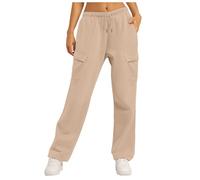Pantalon Large Femme avec Poches Couleur Pure - Pantalon Ample Femme avec Cordon Pantalons Voyage Slim Fit Sport Pants Casual Chic Kaki XL