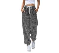 Pantalon Large Femme Fluide Ete Pantacourt Coton Tailleurs-Pantalons Lin Legging Toile Haute Senior Africain Grossesse Minceur Leger Jogging Femme Grande Taille Gris L