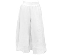 Pantalon Large Femme Grosse Taille en Coton Lin, Taille Élastique | Coupe Ample Respirante et Douce, Blanc Uni, Style Simple Yoga