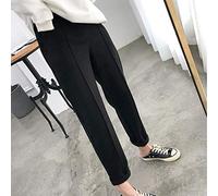 Pantalon Large Femme,Mode Épais Pantalon Crayon Femme Printemps Et Hiver De Grande Taille En Tissu De Laine Pour Femmes Lâchent Pantalons Pour Femmes Couleur Pure Simple Slim Party Élégant, Noir