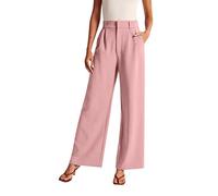 Pantalon Large Femme Taille Elastique Palazzo Tenues Élégante Ensemble Chic Et Elegant Tailleur Travail Lin Senior Fluide Été En Haute Ample Tailleurs-Pantalons De Leger Ete Grande Haut,1-Rose,XXL