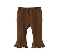Pantalon Large Fille Enfants Enfants en Bas âge Infantile Nouveau-né bébé Filles côtelé Solide côtelé Plaid à Volants Pantalons Pantalons Leggings Tenues vêtements(Khaki,18-24 Mois)