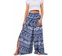 Pantalon large fluide éléphants Indigo Taille unique