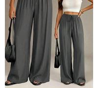 Pantalon large gris chic d'été pour vacances pour femmes, pantalon droit ample à taille haute élégant, vêtements de bureau décontractés pour le travail, streetwear Y2K, pour femmes grandes Tall XS,Tal