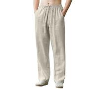 Pantalon Large Homme Coton et Lin - Grande Taille, Yoga, Taille Élastique, Couleur Unie, Ample Avec Poches, Léger et Respirant, Comfy Polyvalent de Base