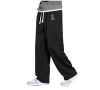 Pantalon Large Homme Droit- Pantalon Taille Elastique Casual Imprimé Grande Taille Palazzo Chic Ample Streetwear Confortable Polyvalent De Tous Les Jours Sortir Sport Pants Pas Cher