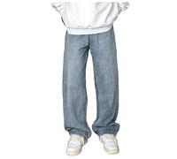 Pantalon Large Homme Grande Taille- Pantalon Jeans Coupe Droite,Pantalon Baggy Homme Zippé Denim Pantalons De Mode Tendance Chic Streetwear Classique Basic Loisirs Ample Jean Pants