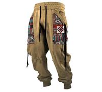 Pantalon Large Homme Surpantalon de Sport décontracté à Lacets à la Cheville imprimé numérique 3D pour Hommes(Brown,S)