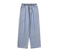 Pantalon Large Hommes À Lacer- Pantalon Jeans Grandes Tailles,Pantalon Taille élastique HommesCouleur Pure Baggy Chic Polyvalent Pantalons Oversize Ample Casual Mode Droit Jean Pant Regular Fit