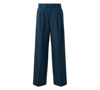 Pantalon large plissé en sergé fluide à taille élastique femme QS Bleu 32