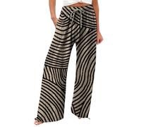 Pantalon large pour femme grande taille élastique taille haute avec cordon cargo en coton fluides d'été décontracté Pantalon en velours côtelé, Kaki, XXXL
