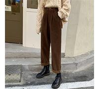 Pantalon Large pour Femmes Casual Dames Automne Et Hiver Pantalon en Velours Côtelé Épais Mode Stretch Taille Haute Ample Pantalon Large Leg Chaud Simple Sport De Plein Air É, Brown, XL