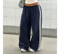 Pantalon large pour femmes, printemps/été, style sexy HypeZone-D, ample, droit, design avec bande latérale, ceinture à la taille L,M,S,XSBlocs de couleurTissu tissé
