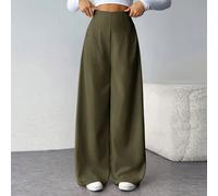 Pantalon large texturé à taille haute mode décontractée minimaliste pour femmes, idéal pour les trajets domicile-travail L,M,S,XSPolyester