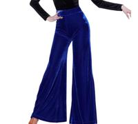 Pantalon Latine Velours à Jambes Larges,Guêtres Spectacles de Salon | Taille Haute Doux Extensible Respirant élégant Automne/Hiver Entraînement