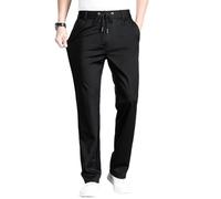 Pantalon léger et décontracté à enfiler en soie glacée confortable pour tous les jours sur soie glacée Pantalon de survêtement confortable à séchage rapide respirant, Noir , 6XL