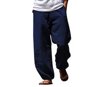 Pantalon Leger Homme Taille Elastique Ample éLastique Pantalon Large Homme Fluide Simple Leger Pantalon Homme Grande Taille Indoor avec Poche Pant Pantalon Coton Lin Plage