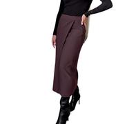 Pantalon Legging en cuir synthétique droit longue jupe rétro slim fit taille haute rouge marron PU rue tendance banlieue pour femme, Rouge/marron, L