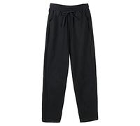 Pantalon Lin Femme d'Été Curvy, Pantalon avec Élastique Taille Haute Léger Confortable Pantalon de Loisirs Casual Pantalon Blanc Yoga Pantalon avec Poches pour les Vacances, Noir , XXL