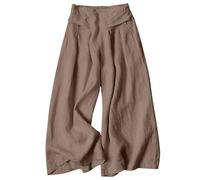Pantalon Lin Femme Été Décontractés Pantalons Mode Coton Léger Casual Elegant Pantalons Élastique Pantalons Pantalon en Lin Léger Pantalons Droit Poches Noir pour Sortie Cinéma Décontractée
