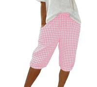 Pantalon Lin Femme Été Large Décontractée Coton Lin Ample 3/4 Pantalon Leger Respirant Doux Halara Pantalons pour Femmes Chic et Elegant Palazzo Pantacourt Capsule Wardrobe Women Clothing