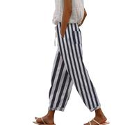 Pantalon Lin Femme Fluide été Jambe Large Léger Élastique Pantalons Chic Respirant Ample Taille Haute 7/8 Sarouel Jogging Yoga Grande Taille Pas Cher Pantalon Large