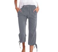 Pantalon Lin Femme Pantalon Femme Pantacourts Léger Été Jogging Le Sarouel Indien en Bloomer Blanc Coton D'Été 7/8 Chic Plissé Plage Gaze De XL Ample Fluide Leger Pantacourt Grande Taille Harem Noir