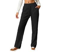 Pantalon Lin Femme Pantalon Fluide Femme Chic Et Elegant Coton Été Ete Taille Elastique De Sport Detente Sarouel Large Corsaire Palazzo Bloomer Ample Grande Indien 3/4 7/8 Tenue Vert Noir Yoga