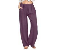 Pantalon Lin Femme Taille Elastique Décontractés Pantalons Palazzo Coupe Droite Ample Offre Spéciale Vetement en Lin Pantalon Solide Casual Jambes Larges Pantalons Soldes D'Été Pant de Plage