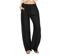 Pantalon Lin Femme Taille Elastique Décontractés Pantalons Palazzo Coupe Droite Ample Offre Spéciale Vetement en Lin Pantalon Solide Casual Jambes Larges Pantalons Soldes D'Été Pant de Plage