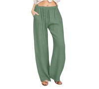 Pantalon Lin Femme Taille Elastique Décontractés Pantalons Palazzo Coupe Droite Ample Offre Spéciale Vetement en Lin Pantalon Solide Casual Jambes Larges Pantalons Soldes D'Été Pant de Plage