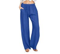 Pantalon Lin Femme Taille Elastique Décontractés Pantalons Palazzo Coupe Droite Ample Offre Spéciale Vetement en Lin Pantalon Solide Casual Jambes Larges Pantalons Soldes D'Été Pant de Plage