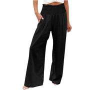 Pantalon Lin Femme Taille Elastique Offre Spéciale Pantalons Fluide Décontractés Léger Respirant Ample Pantalon Large Femmes Soldes D'Été Vetement Mode Pantalons Offre de Printemps Été Pants Pas Cher
