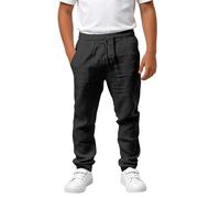 Pantalon Lin Garçon Enfant Décontracté Plage Été Sport Casual Respirant avec Cordon Elastique, Pantalons Large Poches pour Activités Quotidiennes Blanc Noir Léger Chic Mode Confort Vacances