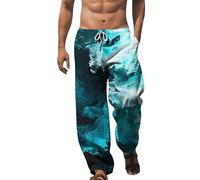 Pantalon Lin Homme D'été Élégant Pantalon Lin Large Léger Coton Et Lin Pantalon Long avec Poches Jambe Droite Pantalon Baggy Loose Fit Élastique Taille Classique Pantalon Yoga, vert, XL