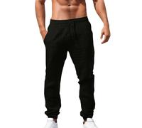 Pantalon Lin Homme été Pas Cher Décontractés de Plage Léger Confortable Pantalon Taille Élastiqué à Cordon Sport Casual Yoga Toile Pants de Travail avec Poches, Mode Ete Homme 2025