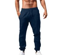 Pantalon Lin Homme été Pas Cher Décontractés de Plage Léger Confortable Pantalon Taille Élastiqué à Cordon Sport Casual Yoga Toile Pants de Travail avec Poches, Mode Ete Homme 2026